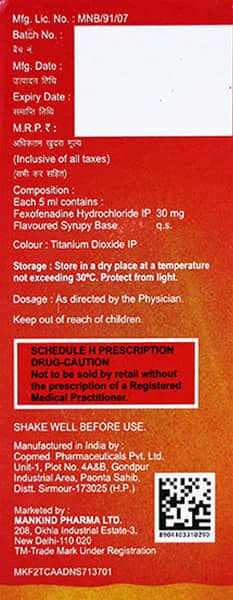 Histafree Raspberry Vanilla Flavour Bottle Of 60ml Suspension