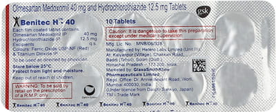 Benitec H 40mg Strip Of 10 Tablets