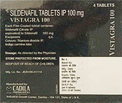Vistagra 100mg Strip Of 4 Tablets