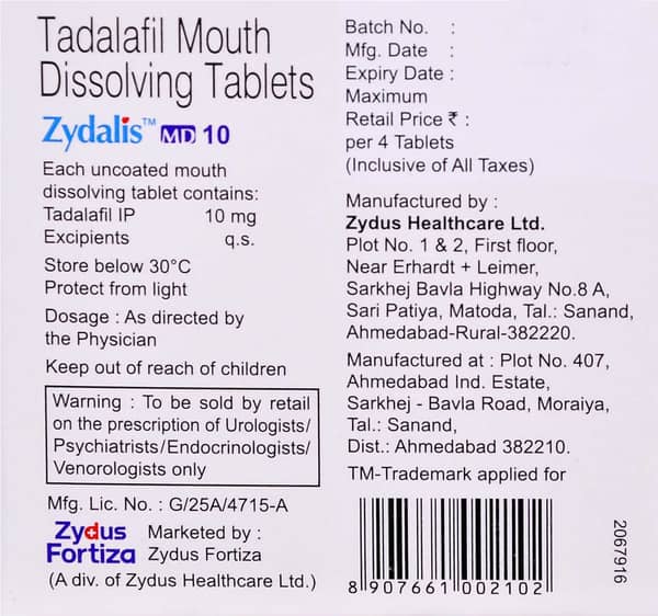 Zydalis Md 10mg Tablet
