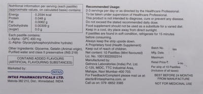 Alfa Gpc 400mg Strip Of 10 Pastilles