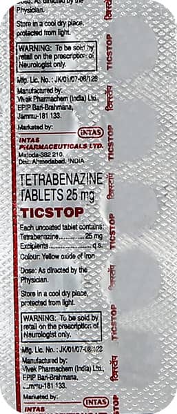 Ticstop 25mg Strip Of 10 Tablets