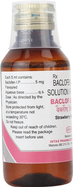 Baclof 5mg Strawberry Flavour Bottle Of 100ml Oral Liquid