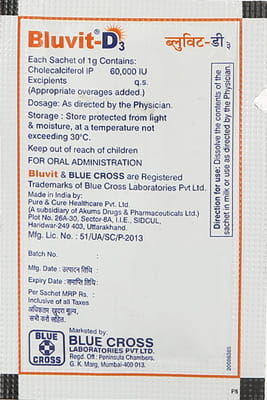 Bluvit D3 Orange Flavour Sugar Free Sachet Of 1gm Granules