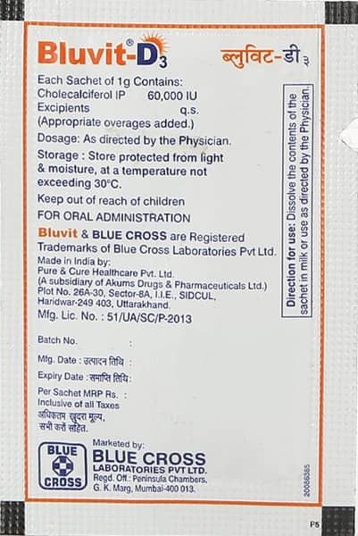 Bluvit-D3 ग्रेन्यूल्स | ऑरेंज फ्लेवर शुगर फ्री