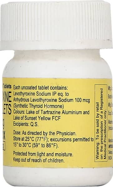 Lethyrox 100mcg Bottle Of 100 Tablets