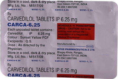 Carca 6.25mg Strip Of 15 Tablets
