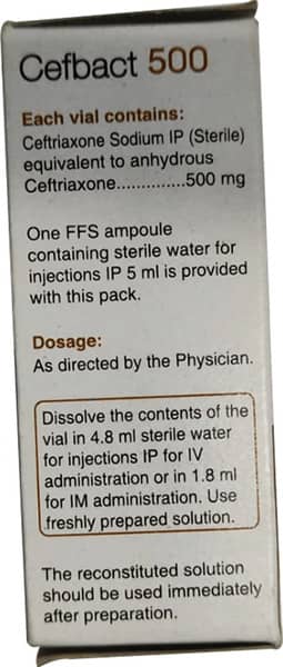 Cefbact 500mg Dry Vial Of 1 Powder For Injection