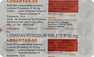 Losartas 50mg Strip Of 15 Tablets
