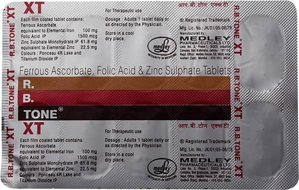 R B Tone Xt Strip Of 10 Tablets