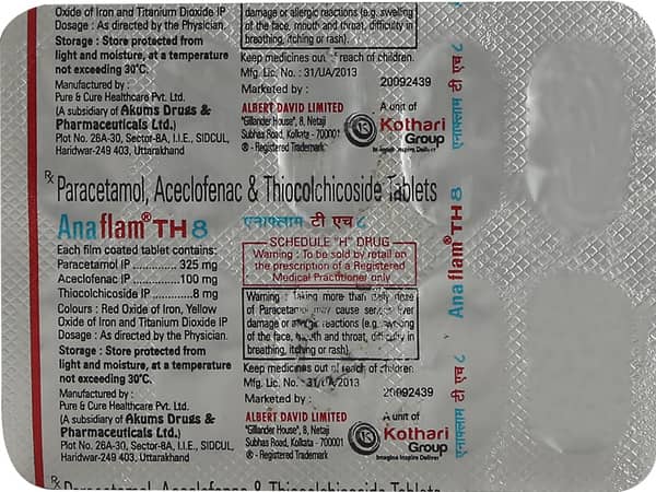 Anaflam Th 8mg Strip Of 10 Tablets