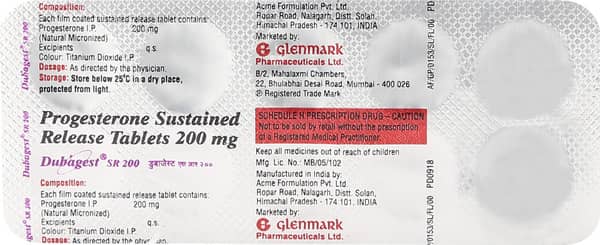 Dubagest Sr 200mg Strip Of 10 Tablets