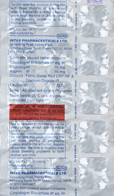Clavix As 75mg Strip Of 15 Tablets