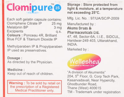 Clomipure 25mg Strip Of 5 Capsules