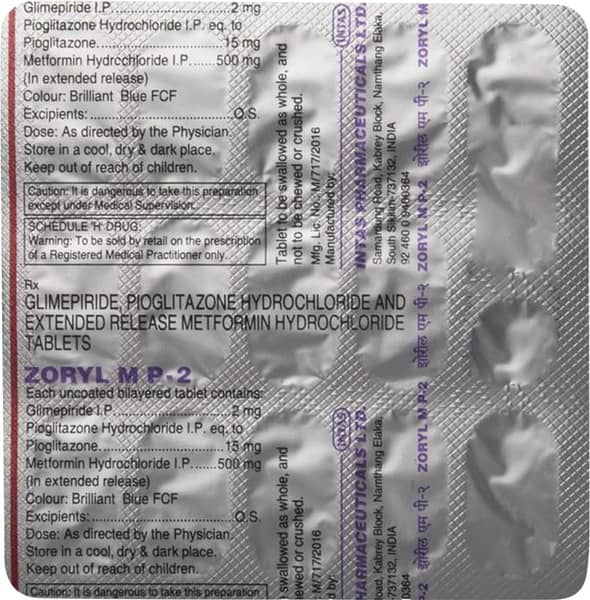 Zoryl Mp 2mg Strip Of 15 Tablets
