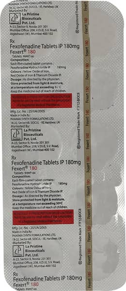 Fexert 180Mg Strip Of 10 Tablets