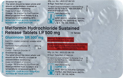 Gluconorm Sr 500mg Strip Of 15 Tablets