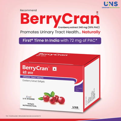 Berrycran Cranberry Extract For Urinary Tract Health Strip Of 10 Softgels