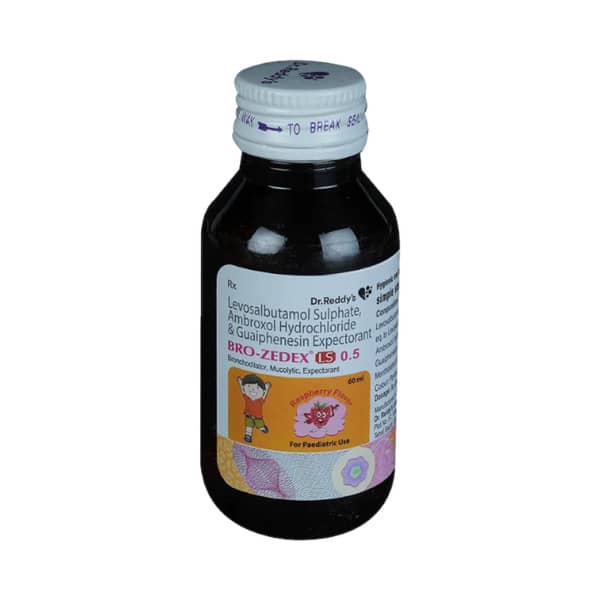 Bro Zedex Ls 0.5mg Raspberry Flavour Bottle Of 60ml Expectorant