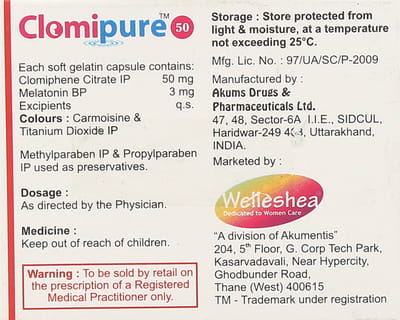 Clomipure 50mg Strip Of 5 Softgel Capsules