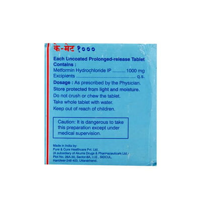 K Met Sr 1000mg Strip Of 10 Tablets