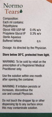 Normo Tears Bottle Of 10ml Eye Drops