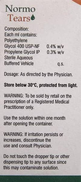 Normo Tears Bottle Of 10ml Eye Drops