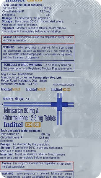 Inditel Ch 80mg Strip Of 10 Tablets