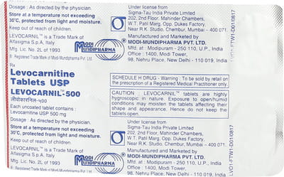 Levocarnil 500mg Tablet