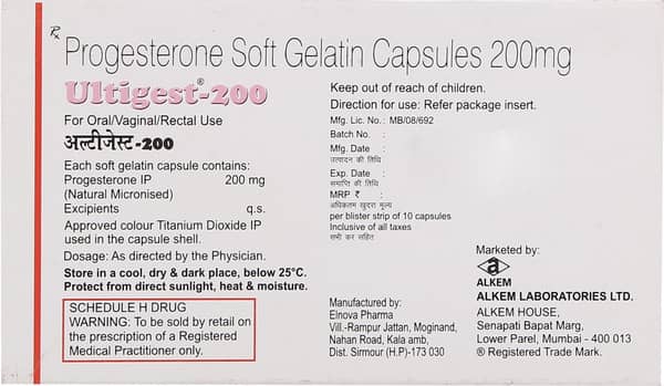 Ultigest 200mg Strip Of 10 Capsules