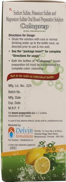 Coloprep Delicious Lemon Flavour Bottle Of 177ml Oral Solution (Pack Of 2)