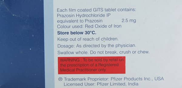 मिनीप्रेस एक्सएल 2.5एमजी 30 टैबलेट्स की स्ट्रिप