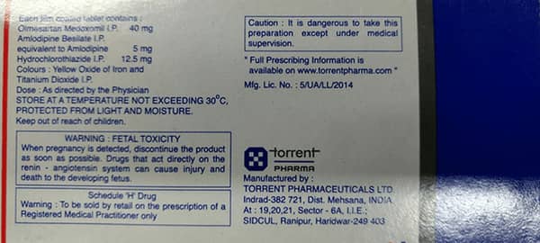 Tri Olmetor 40mg Strip Of 10 Tablets