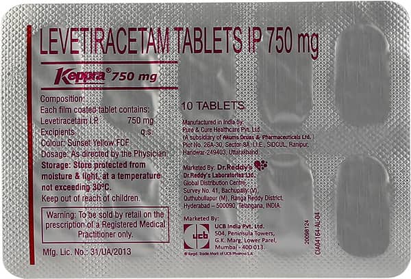 Keppra 750mg Strip Of 10 Tablets