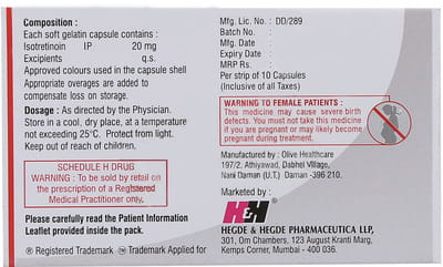 Tretin Iso 20mg Strip Of 10 Capsules