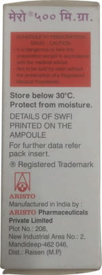 Mero 500mg Dry Vial Of 1 Powder For Injection