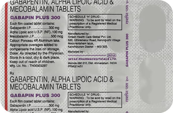 Gabapin Plus 300mg Strip Of 10 Tablets
