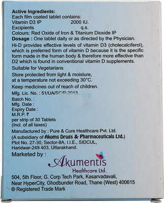 Hi D 2000iu Tablet 30'S