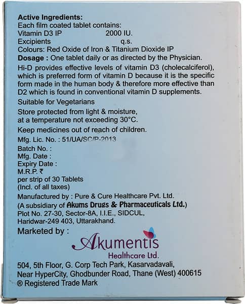 Hi D 2000iu Tablet 30'S