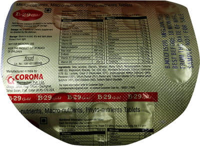 B 29 Gold Strip Of 10 Tablets