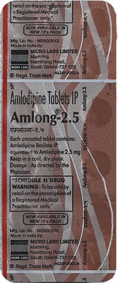 Amlong 2.5mg Strip Of 15 Tablets