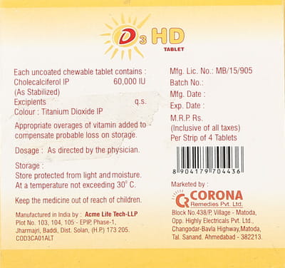 D3 Hd 60k Sugar Free Strip Of 4 Tablets