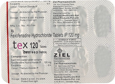 Tex 120mg Strip Of 10 Tablets