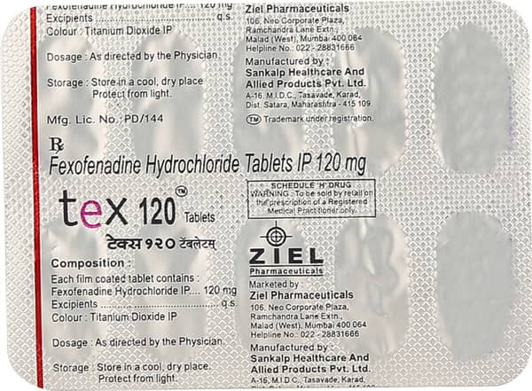Tex 120mg Strip Of 10 Tablets