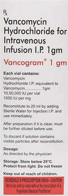 Vancogram 1gm Dry Vial Of 1 Powder For Injection