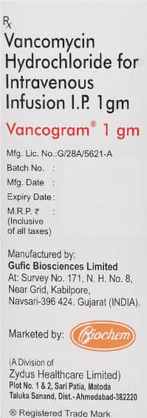 Vancogram 1gm Dry Vial Of 1 Powder For Injection