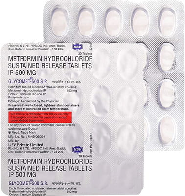 Glycomet Sr 500mg Strip Of 20 Tablets