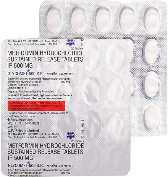 Glycomet Sr 500Mg Strip Of 20 Tablets