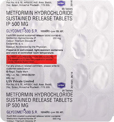 Glycomet Sr 500mg Strip Of 20 Tablets