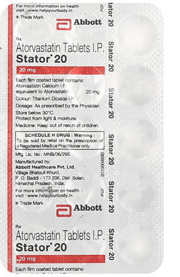 Stator 20mg Strip Of 15 Tablets